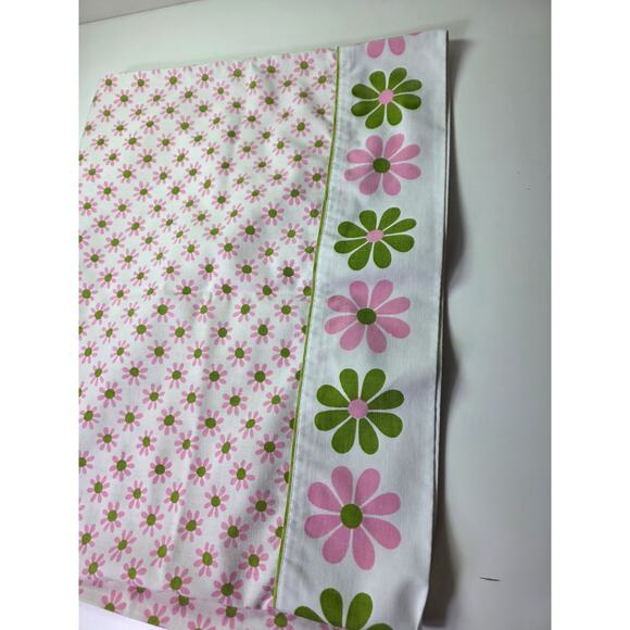 Vintage Lady Pepperell Pink Green Daisy TWIN Flat Sheet + Pillow Case (1) - Picture 6 of 7